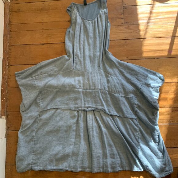 Inizio | Gray Linen Flutter Dress Medium - Picture 4 of 5